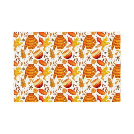 

Table Placemats Set of 4 - Autumn Sweater Warmth 12x18 In Faux Linen Double Heat Resistant Place Mats Cloth Indoor/Outdoor Placemats Washable Table Mats for Dining Kitchen Party