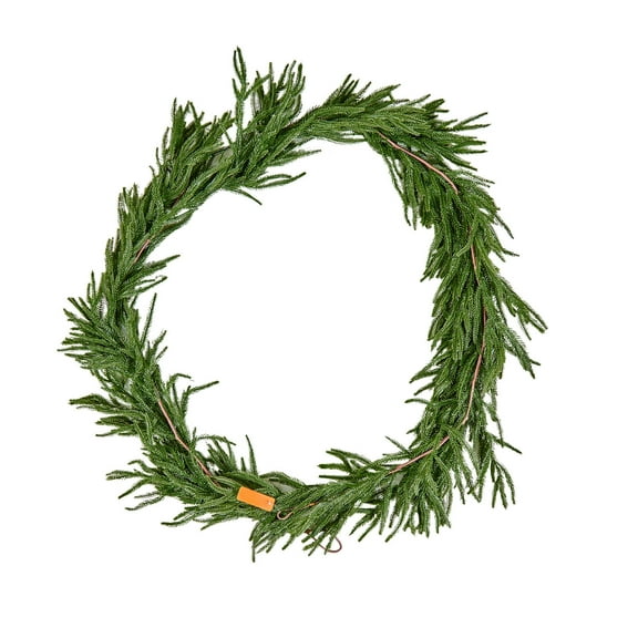KFFKFF 9-FT Christmas Garland, Realistic Norfolk Pine Design, Artificial Evergreen Greenery for Indoor and Outdoor Holiday Decorations on Tables, Mantels, and Fireplaces