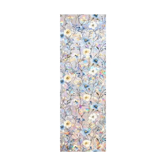 Rainbow Window Stickers Film - Bohemian Flowers & Leaves Static Cling Decals, UV/Heat Blocking Privacy Window Decoration, No Glue Reusable for Home & Office