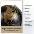 thumbnail image 4 of Gymax Globe Terrestre Rotatif Métallique Noir 8 Pouces Support en Métal Cadeau d'Enseignement Or, 4 of 6