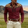 thumbnail image 2 of CONZONE Mens Buttons Down Shirts Short Sleeve Shirts for Men Trendy Western Cowboy Graphic Lapel Soft Lightweight Tops, 2 of 4
