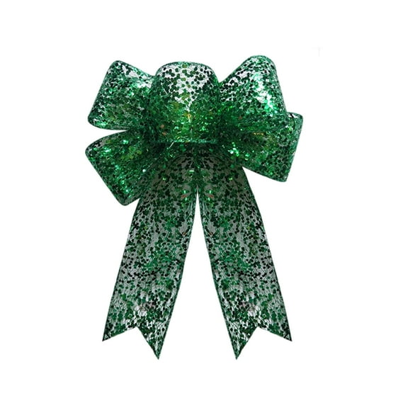 Christmas Tree Bow Decoration – 11.4in Glitter Gift Wrap Bows with Zip Ties for Tree, Door, Mall, Party & Holiday Décor