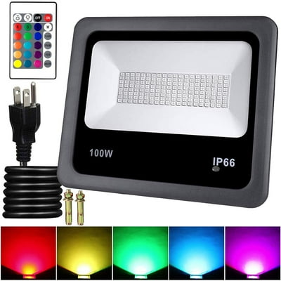 MeAddHome LED Flood Lights RGB Multi-Colors Changing Floodlight 16 Colors 4 Modes Wall Light Remote Control IP66 Waterproof with US Plug for Home Garage Stage Landscape Lighting MeAddHome LED Flood Lights RGB Multi-Colors Changing Floodlight 16 Colors 4 Modes Wall Light Remote Control IP66 Waterproof with US Plug for Home Garage Stage Landscape Lighting