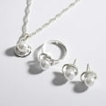 thumbnail image 2 of 925 Pure Sterling Top Silver Pearl Earrings, Necklace, and Ring Set, Refined Freshwater Pearl Jewelry Trio designed for Wedding, Party, and Formal Occasions[o845], 2 of 2