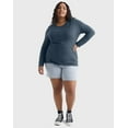 thumbnail image 4 of Hanes Women’s Long Sleeve Scoop Neck Cotton T-Shirt (Plus Size) Trekking Grey 2X, 4 of 5