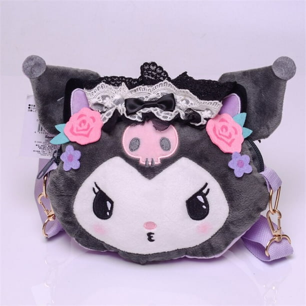 Mochila De felpa corta de Hello Kitty Sanrio Kt Cat, bolso cruzado oblicuo de dibujos animados, almacenamiento de cosméticos, billetera cero, regalo para niña