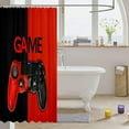 thumbnail image 3 of Boys Shower Curtain Gamer Bathroom Shower Curtains Gaming Bath Curtain Red Black Bathroom Decor Kids Teens Video Game Gamepad Waterproof Cloth Fabric with 12 Hooks Bathroom Accessories 72x72 Inch, 3 of 6