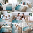 thumbnail image 5 of 3 Piece Teal Brown Ombre Duvet Cover Set Queen Size, Microfiber Comforter/Quilt Cover with Corner Ties and 2 Pillowcases, Vintage Country Wooden All Season Soft Bedding with Zipper Closure, 5 of 8