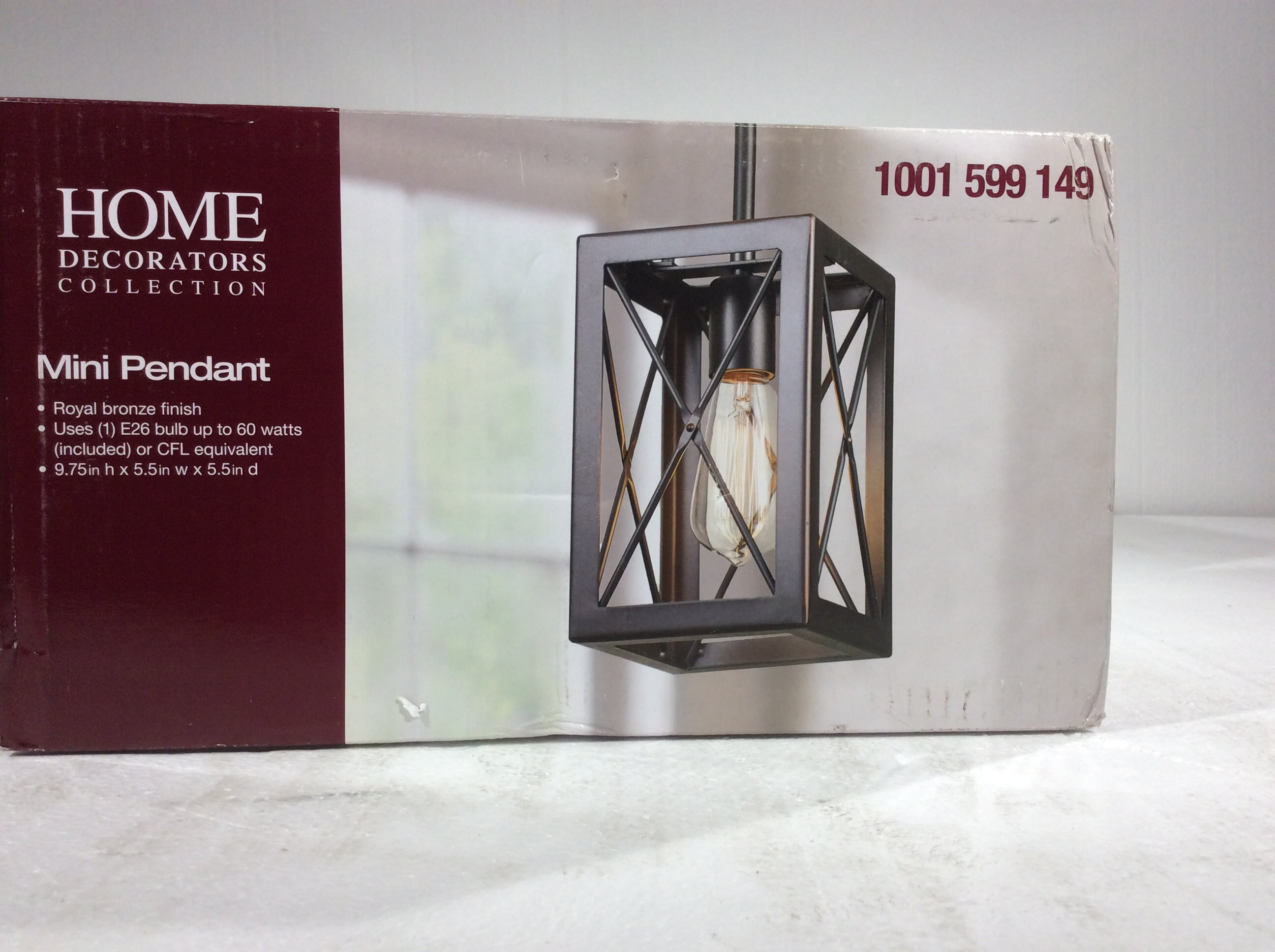Home Decorators 1-Light Royal Bronze Mini Pendant w/ Dual Glass Shades 