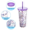 thumbnail image 3 of Unique Bargains Gobelet Acrylique 24 oz avec Couvercle et Paille, Violet, Réutilisable, Double Paroi, Ensemble de 1, 3 of 6