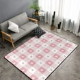 Area Rugs, Pink Plaid Heart Washable Large Rugs for Living Room Dining
