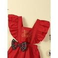 thumbnail image 4 of Wassery Infant Girl Christmas Rompers Fly Sleeve Bowknot Letter Print Jumpsuits Baby Girl Bodysuits with Headband 3 6 12 18 24 Months Newborn Summer Clothes, 4 of 9
