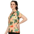 thumbnail image 3 of Hawaiian Shirts 46W Womens Flower Leaf Beach Aloha Top Blouse Peach XS, 3 of 6
