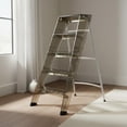 thumbnail image 3 of predolo Folding Step Ladder Transparent 3 Step Ladder Portable Acrylic Folding Stool for Small Apartment, Kitchen, Wardrobe, Orange, 5-step, 3 of 9