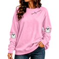 thumbnail image 2 of Womens Oversized Sweatshirts Spooky Season Cute Ghost Sleeve Graphic Vintage Y2K Crew Neck Streetwear Pullover Tops Fall Winter Clothes Pink L, 2 of 4