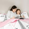 thumbnail image 5 of Homewish Paris Bedding Comforter Set,Eiffel Tower Twin Comforter Sets,Pink White Bedding Set For Girls Kids,Microfiber Bedroom Decor Reversible,2-Piece, 5 of 8