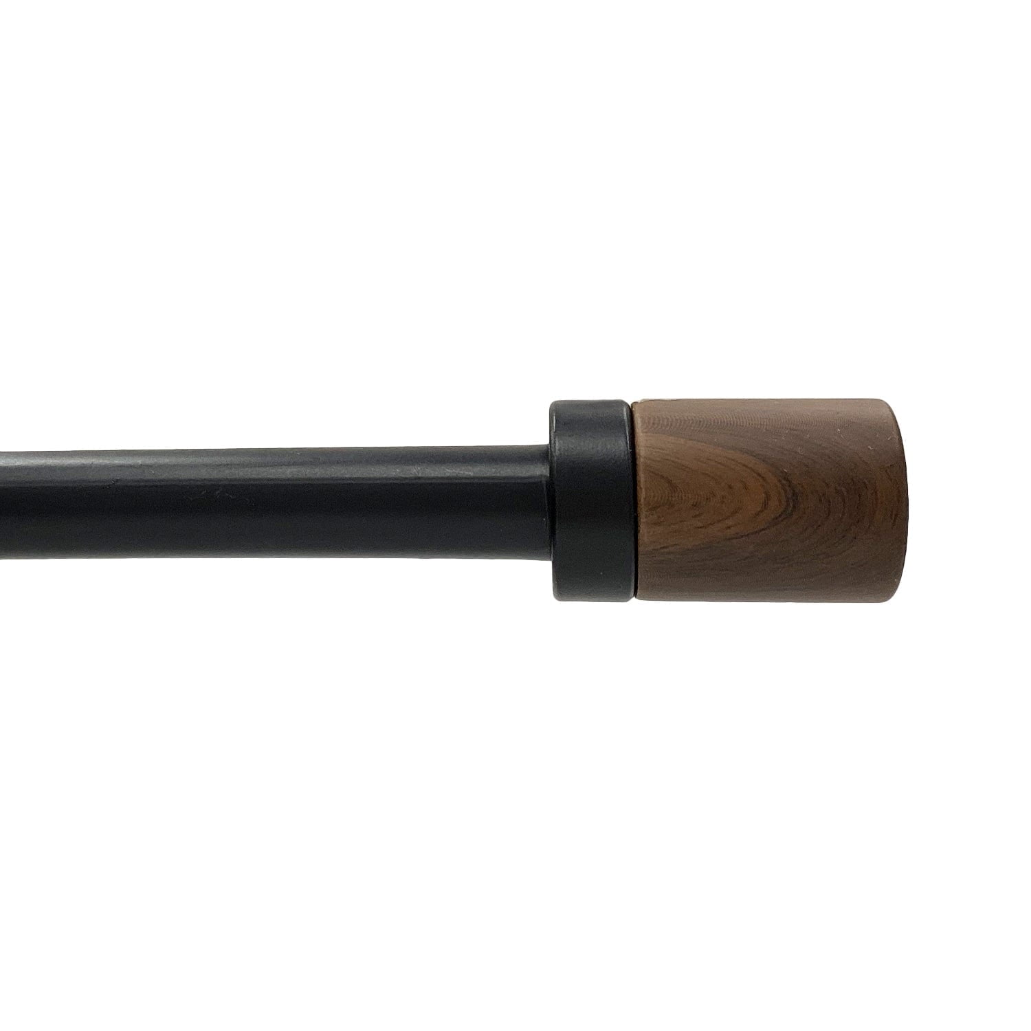 Lumi 3/4" Single Curtain Rod Matte Black- Maple Wood Cylinder finials 66"-120" - Matte Black