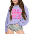 thumbnail image 2 of Tisuna Crewneck 67 Sweatshirt For Girls Child Letter Print Long Sleeve Pullover Tops Comfortable Leisure Kids Fall Daily Wear Purple Size 8-9 Years, 2 of 4