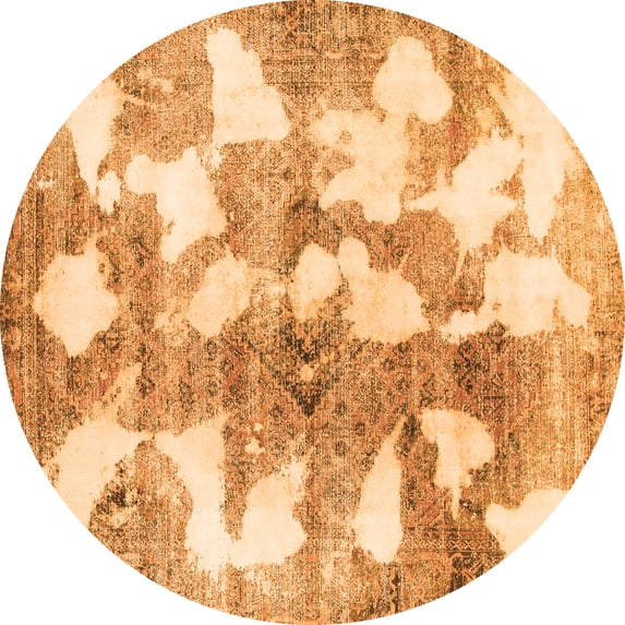 Ahgly Company Indoor Round Abstract Orange Modern Area Rugs, 3' Round