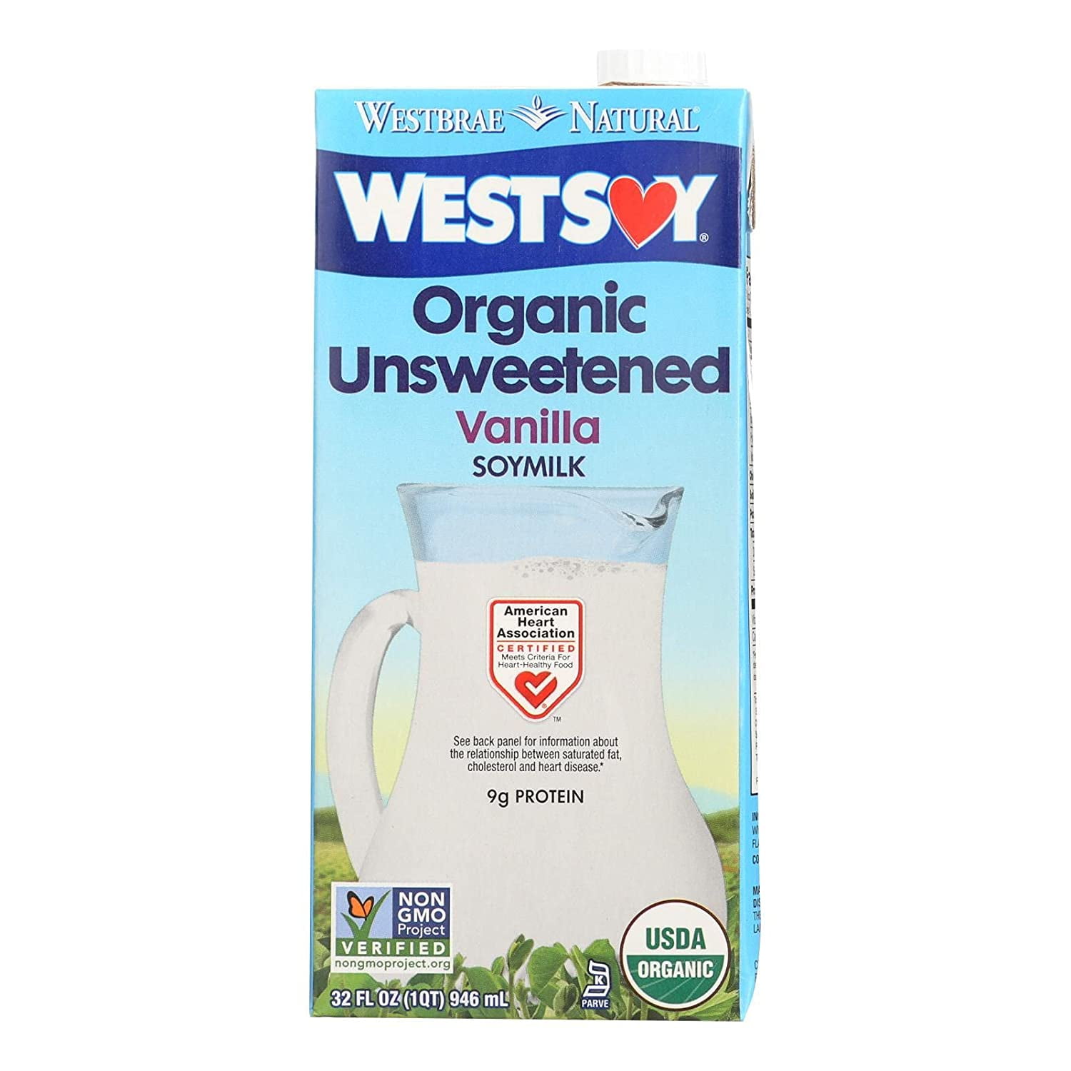 Westsoy Organic Unsweetened Soy Milk Vanilla 32 fl oz Pack of 3