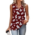 thumbnail image 4 of Mujeres sin mangas Tops verano no posicionado impreso rayas V-cuello capa base blusa casual, Mujeres V-cuello de verano Tops, 4 of 6