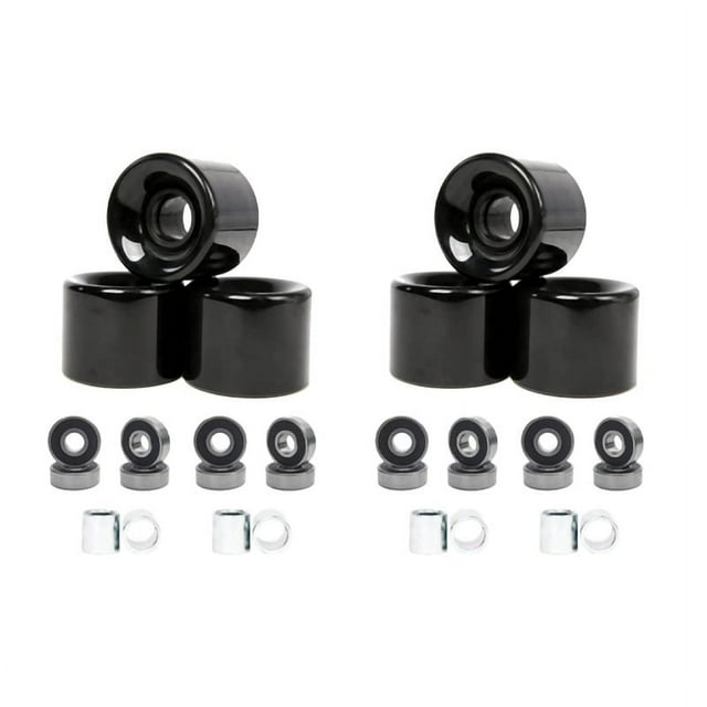 Lot de 8 Roues de Planche à Roulettes 60 mm + Roulements ABEC-9 en Acier et Entretoises, Roues Cruiser