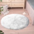 thumbnail image 2 of LAICAIW White Round Rug 4ft Small Circle Rug for Living Room Faux Fur Rug Washable Shag Rug for Bedroom Fluffy Plush Kids Rug Playroom Rug Home Decor, 2 of 7