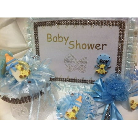 Blue Boy Giraffe Baby Shower Party Set Guest Book Centerpiece Badge Blue Boy Giraffe Baby Shower Party Set Guest Book Centerpiece Badge
