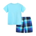 thumbnail image 2 of Eltusu Boys Cotton Outfit Sets, Short Sleeve Graphic Elastic Waist Crew Neck T-Shirts & Shorts Sets Blue Size 7-8 T, 2 of 7