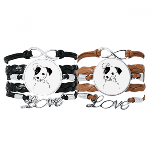 Ilustración de dibujos animados patrón perro negro Pulsera pareja de cuerdas de cuero Unbranded M