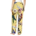 thumbnail image 3 of Disketp Birds And Flowers Print Women'S Comfy Pajama Pants Casual Drawstring Palazzo Lounge Wide Leg Pants, 3 of 9