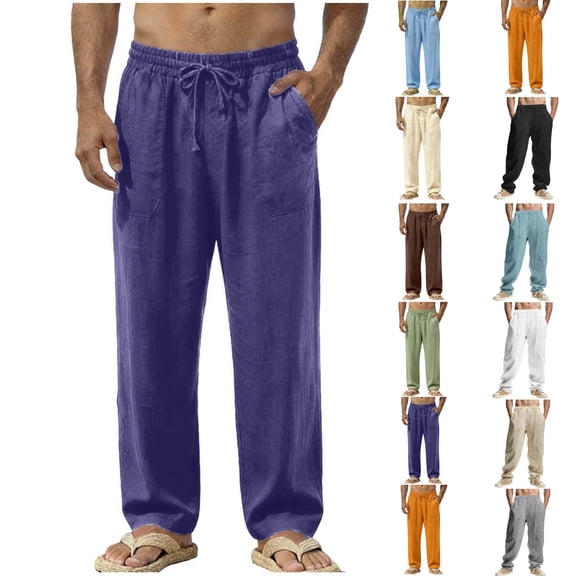 Pants for Men Fashion Loose Drawstring Girdle Leg Pants with Pockets Prom Night Formal
