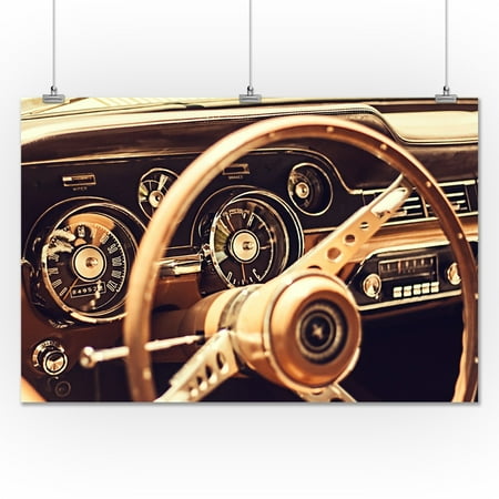 Vintage Car Dashboard Lantern Press Photography 24x36 Giclee Gallery Print Wall Decor Travel Poster
