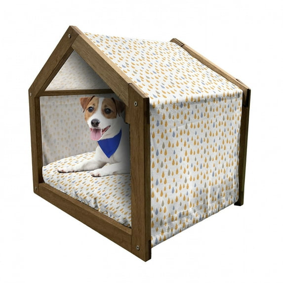 Rain Pet House, Minimalist Style Simplistic Illustration of Rainfall in the Sky, Outdoor & Indoor Portable Dog Kennel with Pillow and Cover, 5 Sizes, Blue Grey Dimgray, by Ambesonne