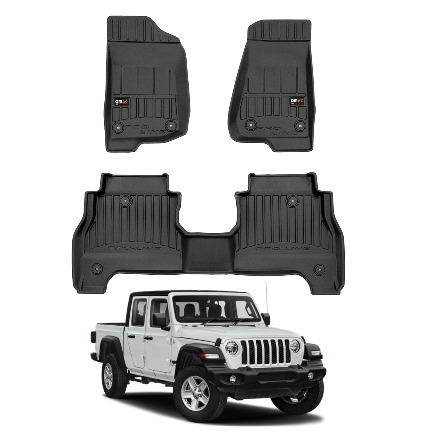 OMAC Premium Floor Liners Mats for Jeep Gladiator 20212023 3D Car All