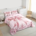 thumbnail image 4 of Feelyou Pink Princess Bowknot Bedding Comforter Set, Bohemian Damask Flower Twin Comforter Sets, Western Fashion Bow Reversible Bedding Set, Super Cozy Room Decor, 2-Piece, 4 of 9
