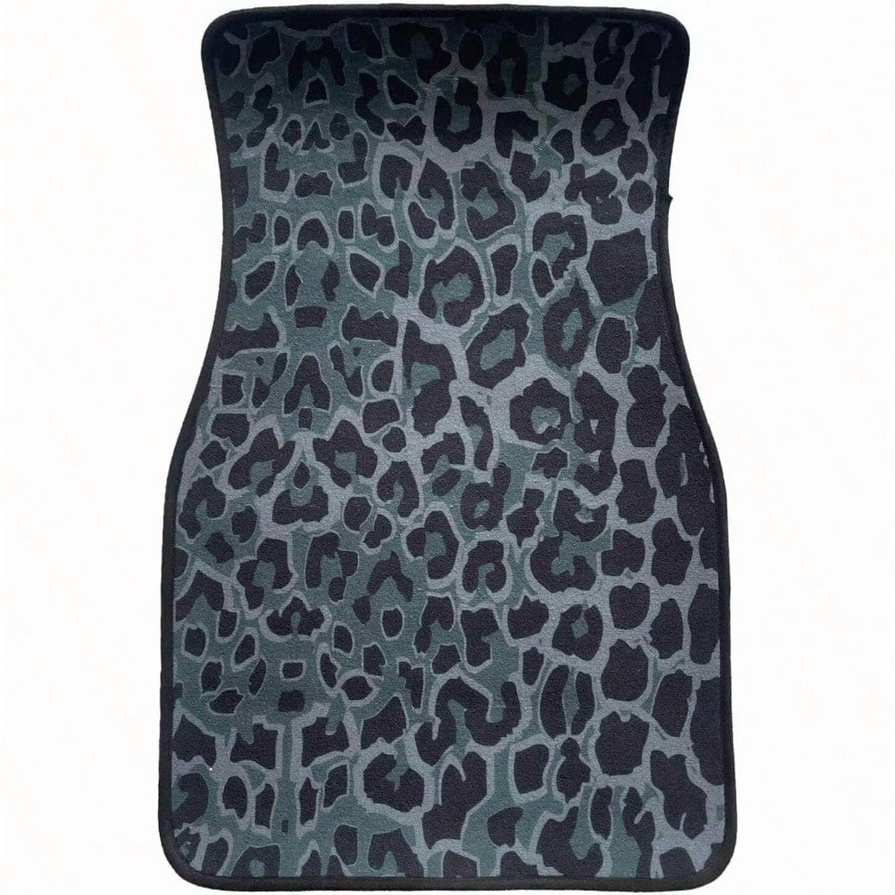 Black Green Leopard Print Car Floor Mats Universal Abstract Cheetah Pattern Wild Animal Skin Texture Floor Mats for Cars Front Rear Car Foot Rugs Cute Car Accories for Trucks SUV Sedans