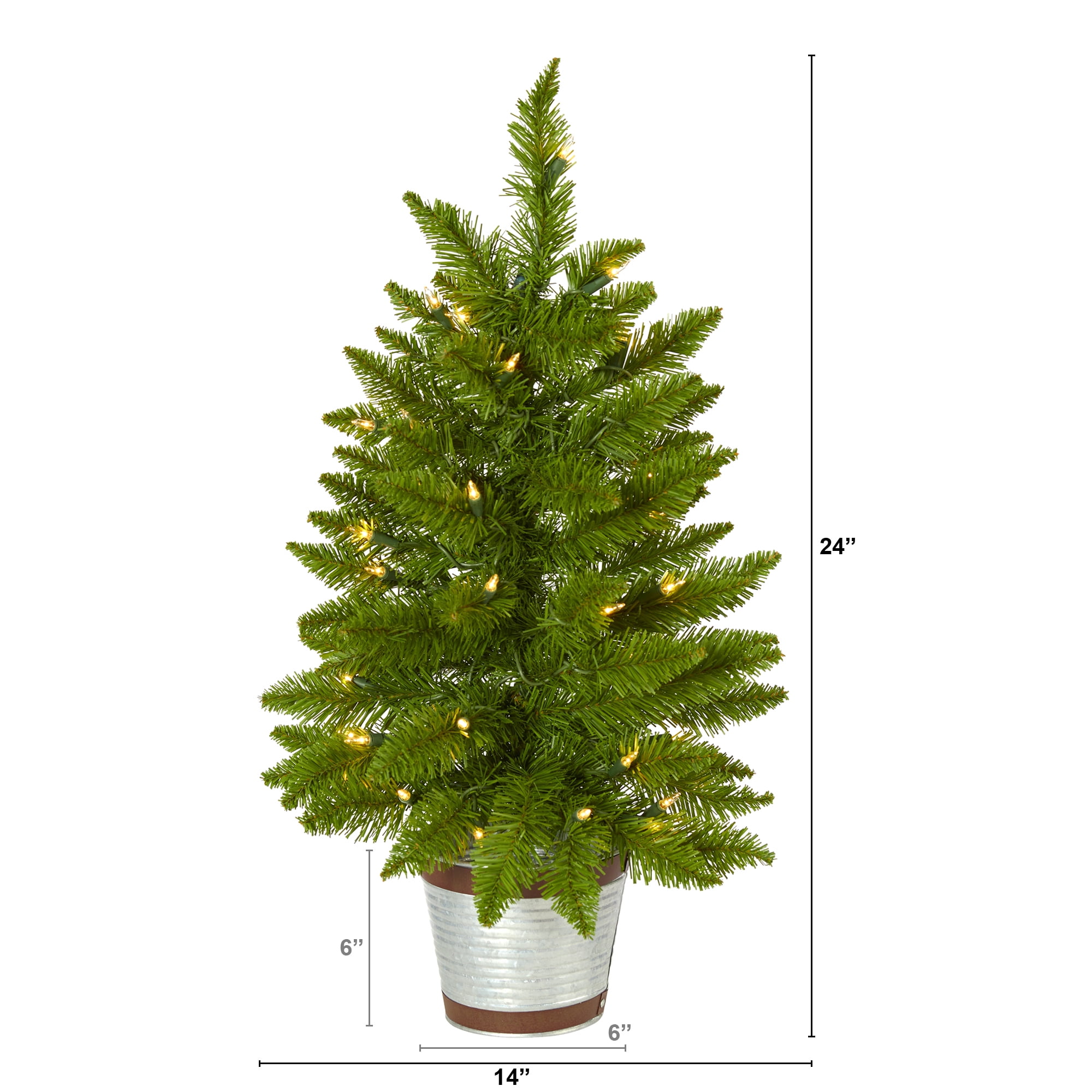 Nearly Natural 2' Green Pine Artificial Christmas Tree Prelit 35 Warm White Lights