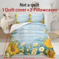 thumbnail image 6 of ZIATUBLES Sunflower Wood Grain Printed Queen Bed Duvet Cover Set, 3 Piece Comfy Soft Bedding, Zipper Closure, Easy Care Modern Bedroom Decor Includes 1 Duvet Cover & 2 Pillowcases, 6 of 8