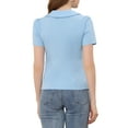 thumbnail image 3 of INSPIRE CHIC Women's Peter Pan Collar Career Button Down Shirt M Light Blue, 3 of 6