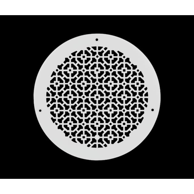 Achtek 12" Duct opening Solid Cast Aluminum Round Grille ( 14" Round Overall) | Powder Coated WHITE - With Holes For Wall / Ceiling