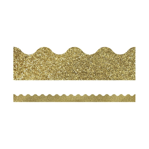 Sparkle and Shine Gold Glitter Scalloped Bulletin Board Borders (Other