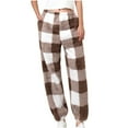 thumbnail image 3 of BiZtdJrK Women Plush Lounge Pants Plaid Fluffy Fleece High Waist Sleep Bottoms Fashion Winter Pant with Pockets Brown L, 3 of 6