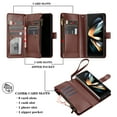 thumbnail image 6 of SaniMore Wallet Case for Samsung Galaxy Z Fold 4, RFID Blocking PU Leather Zipper Handbag Purse Flip Cover, Kickstand Folio Case with Card Slot Wrist Strap Lanyard for Samsung Z Fold 4, Brown, 6 of 8