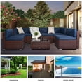 thumbnail image 2 of RoyalCraft 7 Pieces Outdoor Patio Furniture Set,Outdoor Wicker Sectional Sofa with Waterproof Cover,Blue and Beige Cushions Cover with Strip and Zippers,Blue, 2 of 8