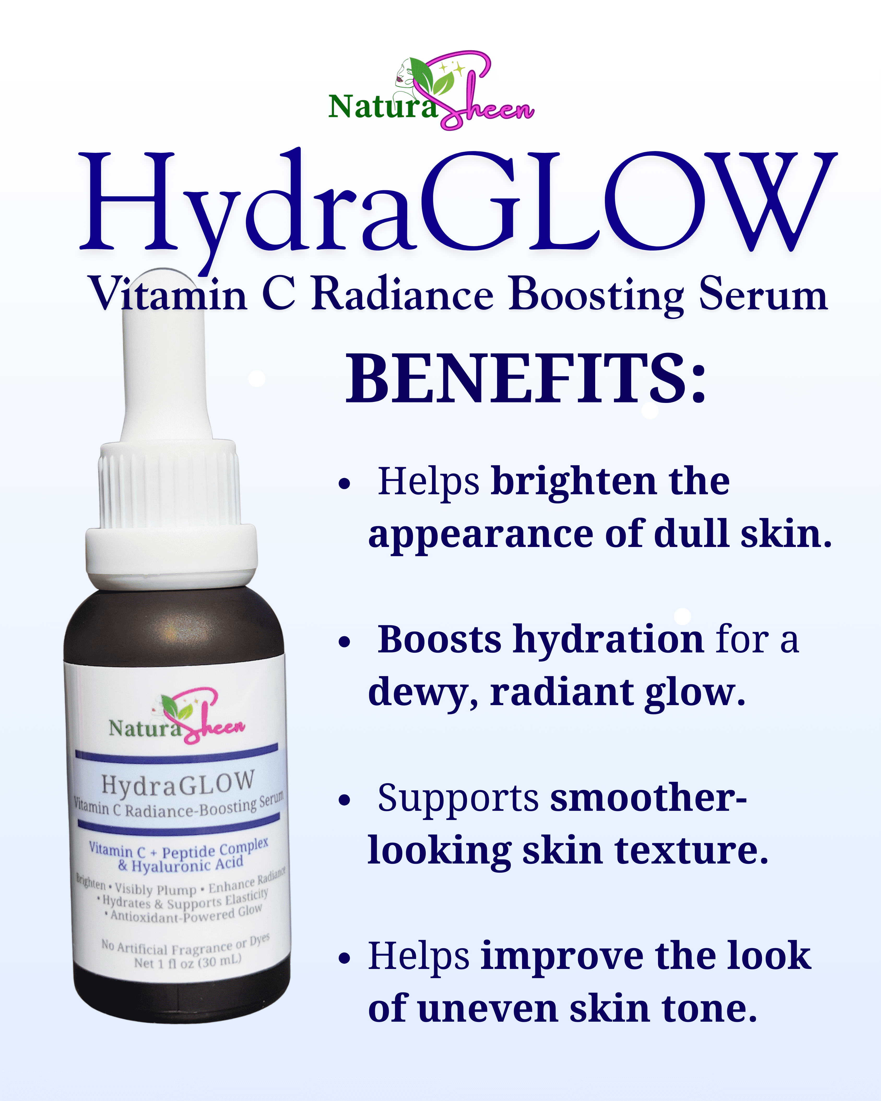 HydraGLOW Vitamin C + multi-Peptides + Hyaluronic Acid| Brightening, Hydrating, Hyaluronic Acid Skincare