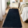 thumbnail image 2 of HOMERRY Plush Polyester Shag Area Rug 2'x 6' Fluffy Runner Rug Plush Decorative Runner Rug for Indoor Home Floor Carpet, Navy Blue, 2 of 7
