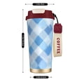 thumbnail image 3 of Stainless Steel Coffee Cup 7.7×2.6×3.5in Tapered Design Nylon Woven Wrist Strap Portable Durable Cup Bottom With Non-Slip Sticker Argyle Plaid Lightskyblue_3, 3 of 8