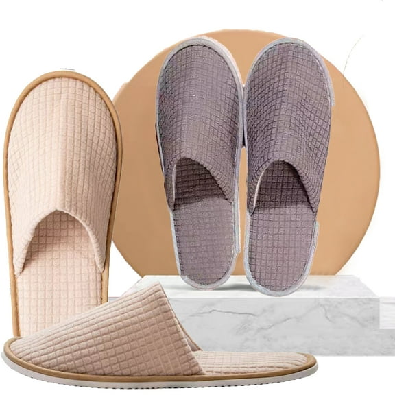 KYAIGUO 8 PCS Disposable Slippers Closed Toe, Non-slip Spa Slippers Soft Rocker Fleece Disposable Slippers for Guests Friends(Gray)