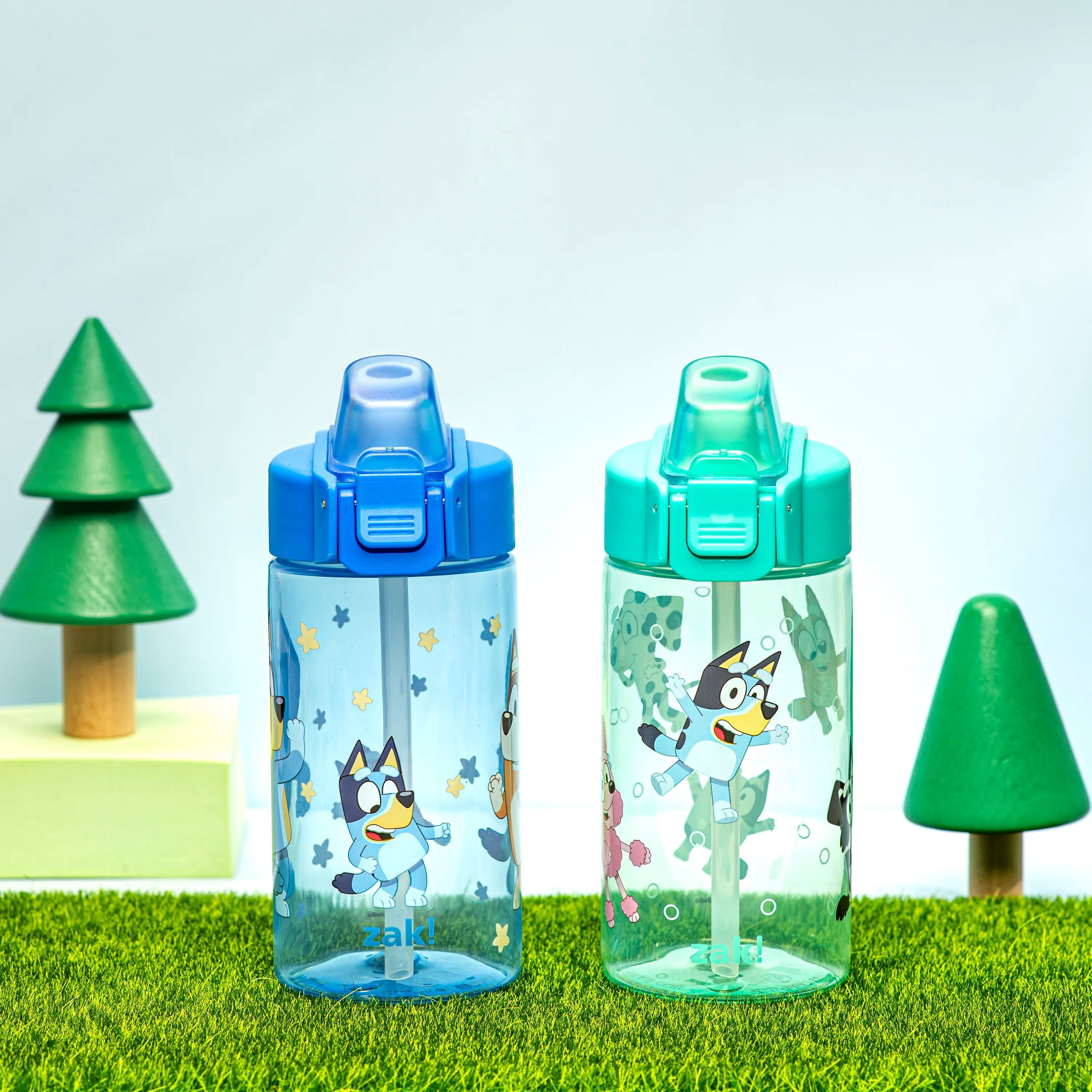 Zak Designs 16oz Bluey Jubilation Durable Plastic Water Bottle, 2pk.